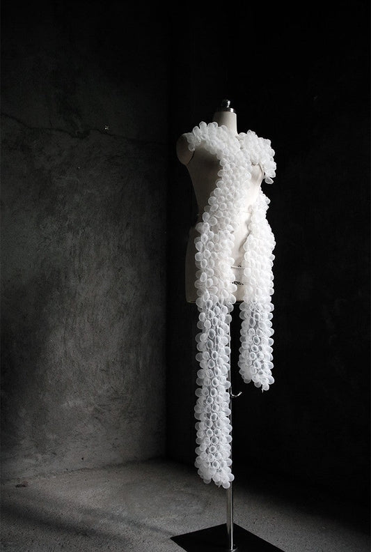 3D Bubble Seersucker Fabric - Sheer Heat-Set Lace for Couture Design