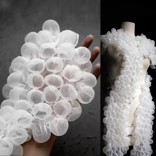 3D Bubble Seersucker Fabric - Sheer Heat-Set Lace for Couture Design