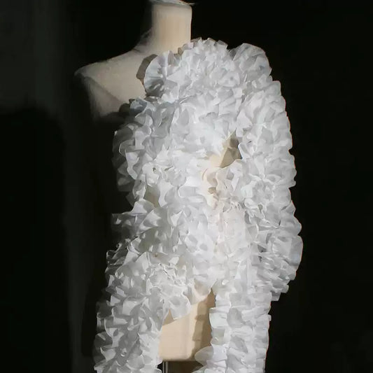 12-Layer Lace Fabric with 3D Ruffled Edges