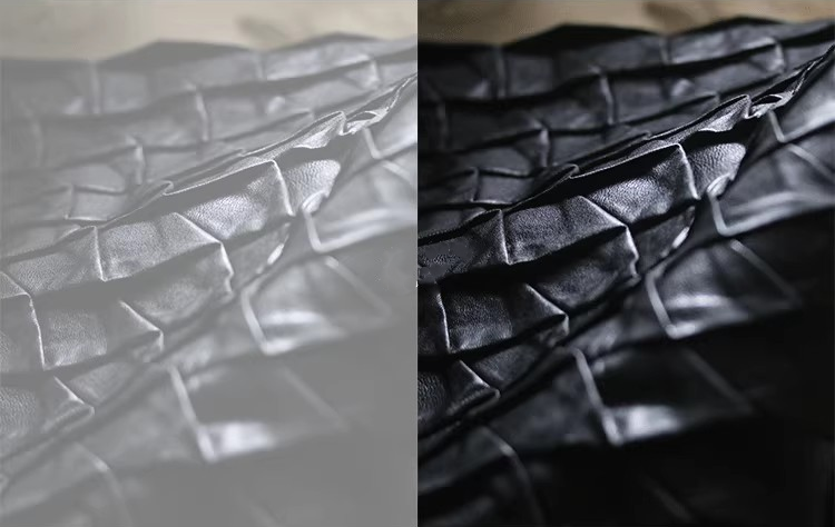 Revolutionary Black Leather-Texture Fabric – 3D Scaly Design