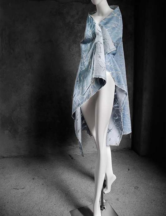 Azure Burnout – Sheer Hollow Texture Fabric