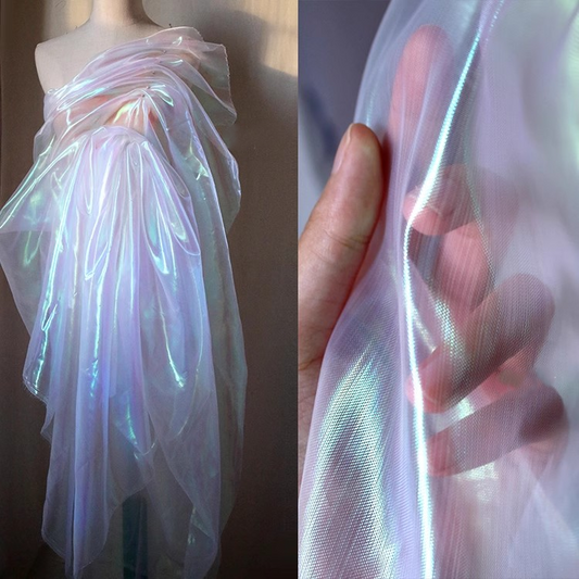 Aurora Prism Organza – Iridescent Gradient Sheer Fabric