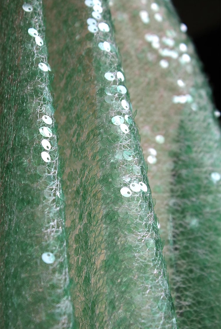 Emerald Luxe Sheer Sequin Mesh – Unique Designer Fabric