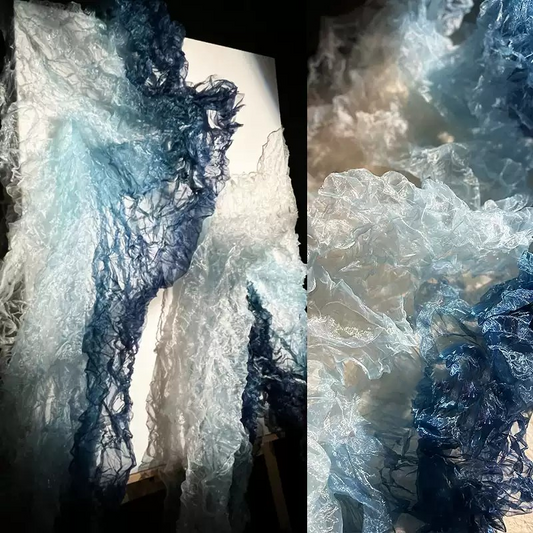 Crystal Pleat Gradient Blue Textured Fabric