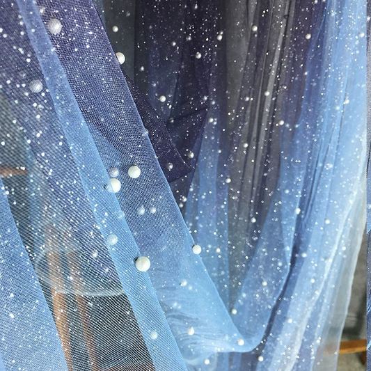 Celestial Pearl Silver Foil Gradient Sheer Tulle