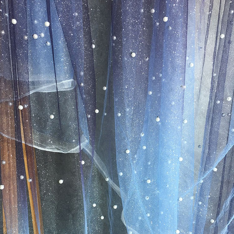 Celestial Pearl Silver Foil Gradient Sheer Tulle