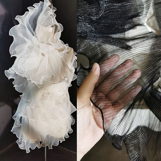 Organza Pleated Wave – Dimensional Ruffled Fabric