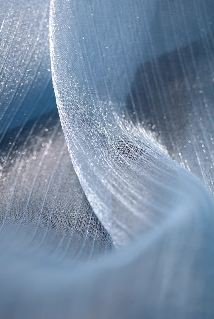 Shimmering Wave Pleated Tulle – Luminous Textured Stripe Fabric