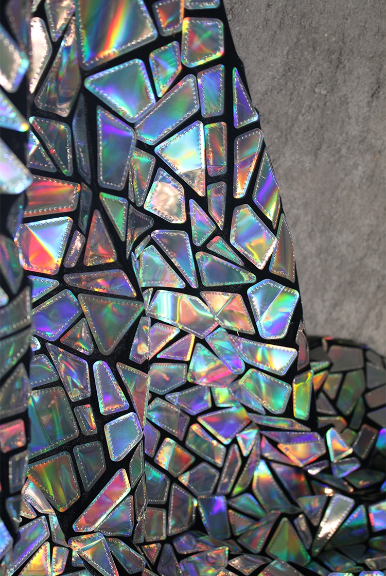 Shattered Prism TPU Jelly Fabric – Geometric Holographic Mirror Textile
