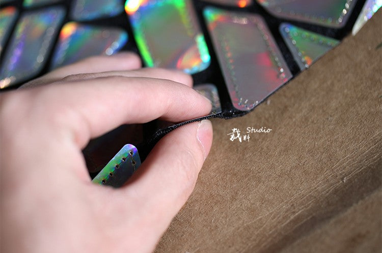 Shattered Prism TPU Jelly Fabric – Geometric Holographic Mirror Textile