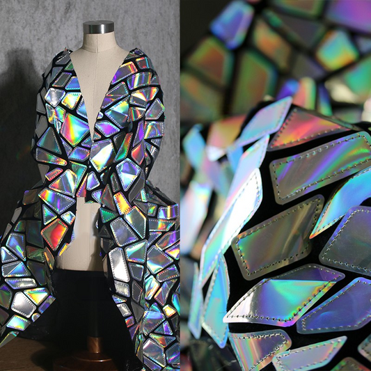 Shattered Prism TPU Jelly Fabric – Geometric Holographic Mirror Textile