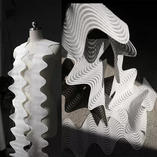 Curved Cutout Textured Lace – Sculpted Designer Fabric