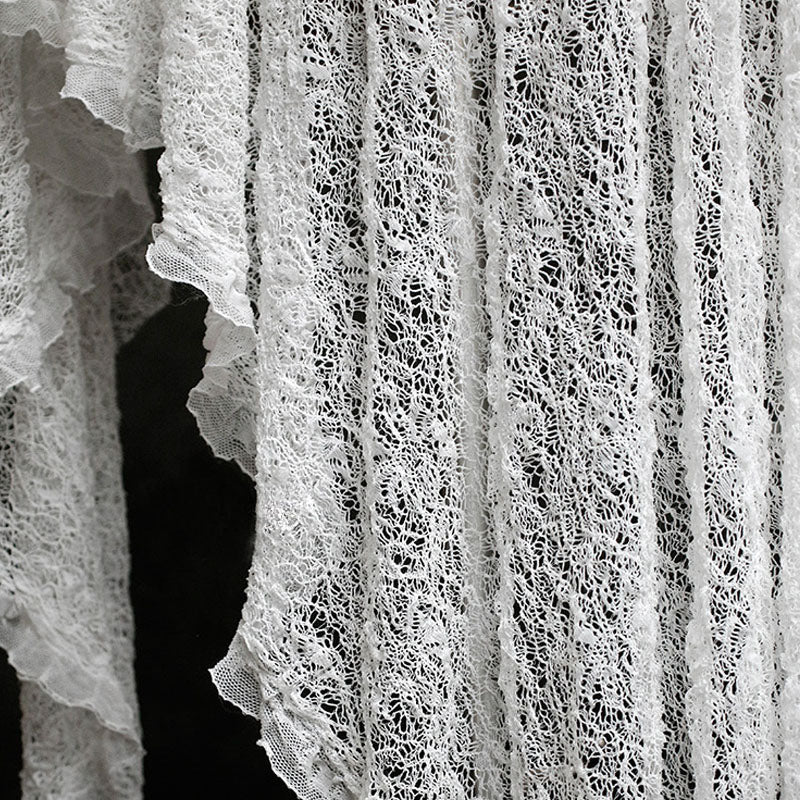 Vintage Hollow Sheer 3D Lace Irregular Textured Ultra-Soft White Fabric