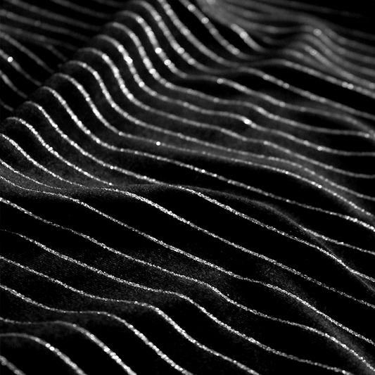Matte Black Striped Velvet Fabric