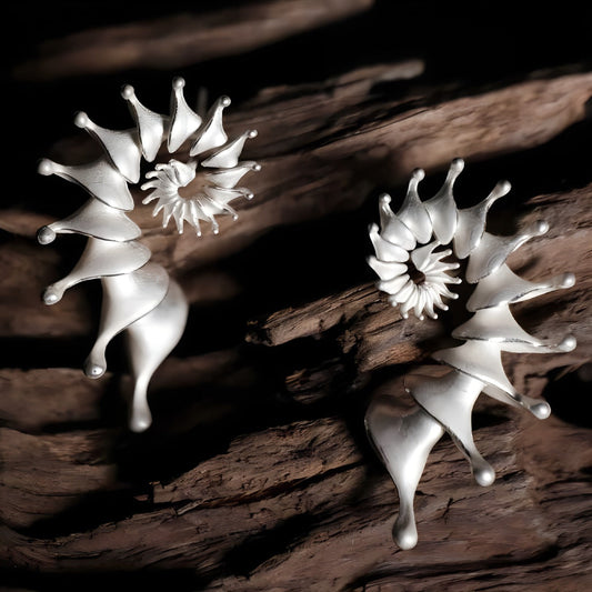 Original S925 Silver Conch Stud Earrings – Sculpted Design for Elegant Contour