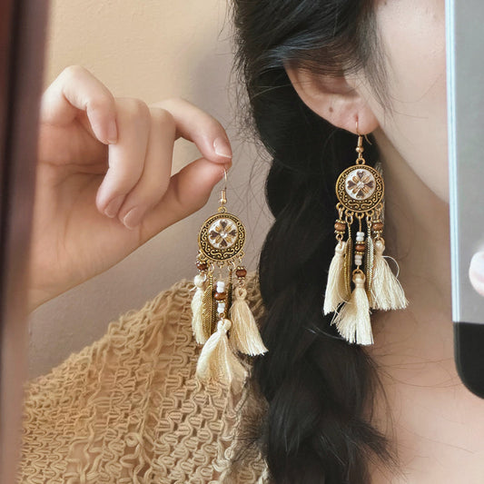 Bohemian Tassel Drop Earrings – Statement Ethnic-Inspired Design for Vacation Chic