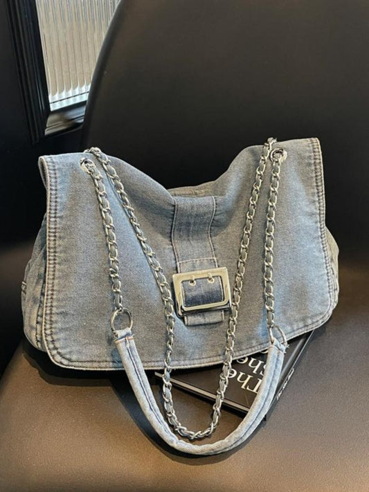 Denim Chain Strap Crossbody Bag