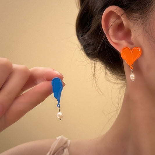 “Monet Art Student” – French Vintage Oil Painting Style Asymmetrical Earrings, Studs or Clips