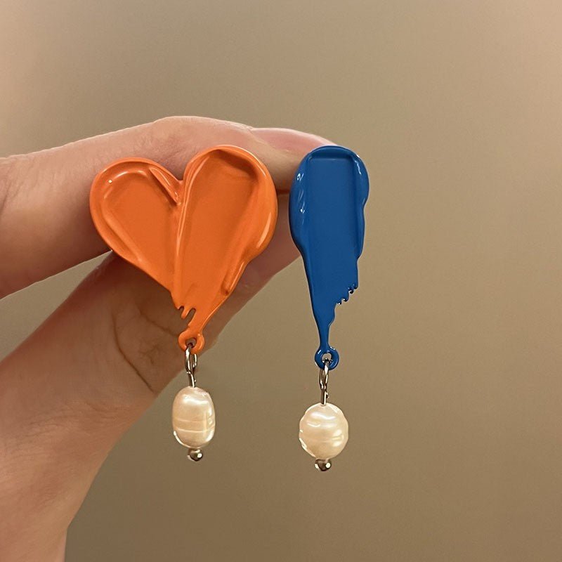“Monet Art Student” – French Vintage Oil Painting Style Asymmetrical Earrings, Studs or Clips